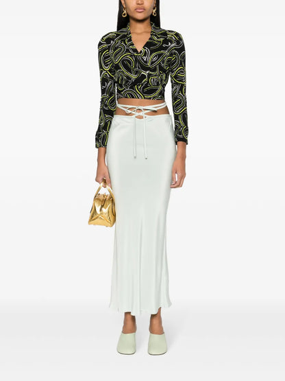 Geometric Cropped Wrap Top