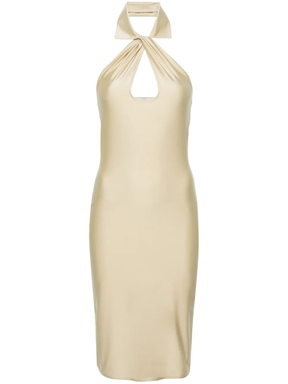 Halterneck Satin Midi Dress