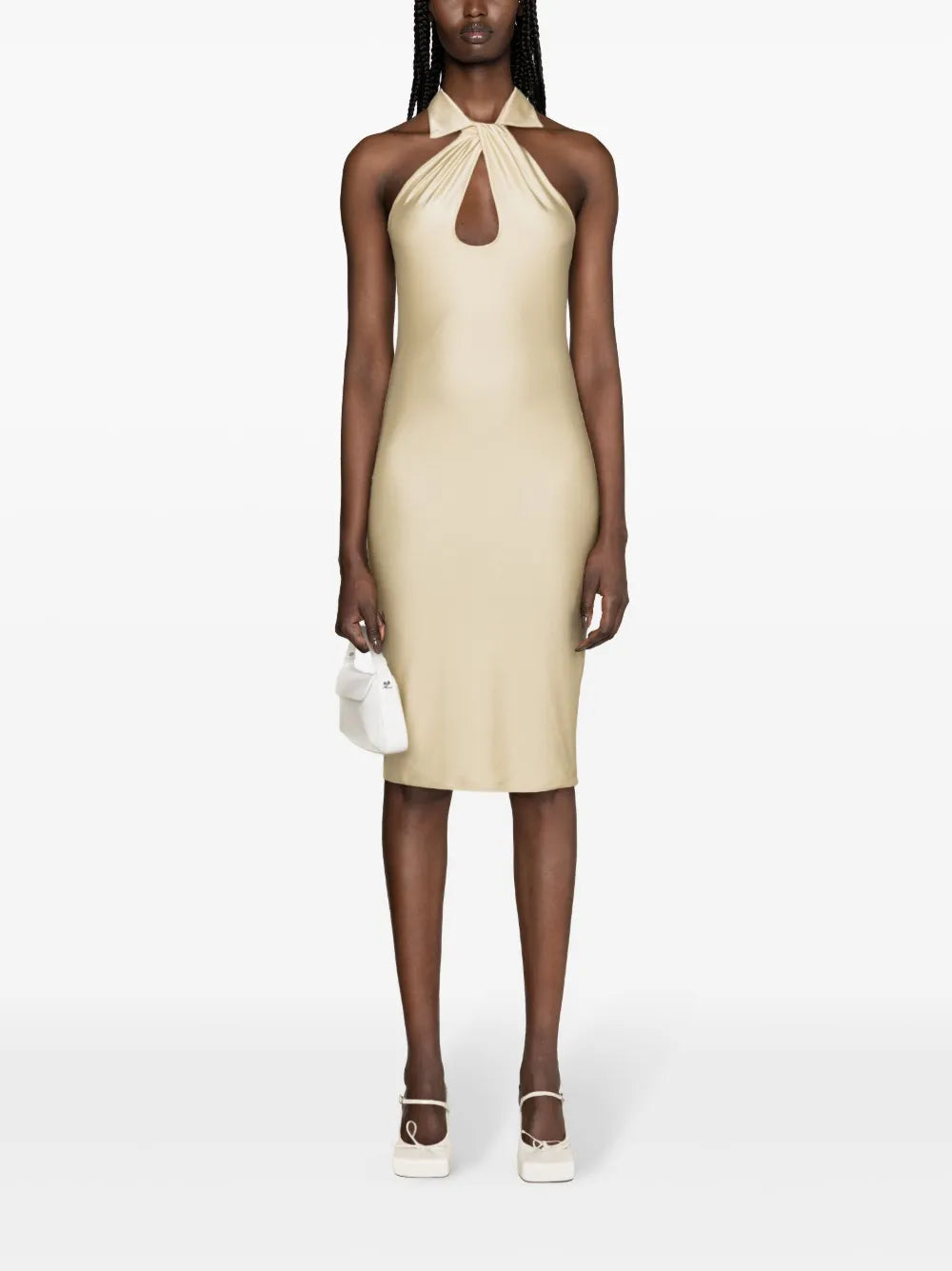 Halterneck Satin Midi Dress