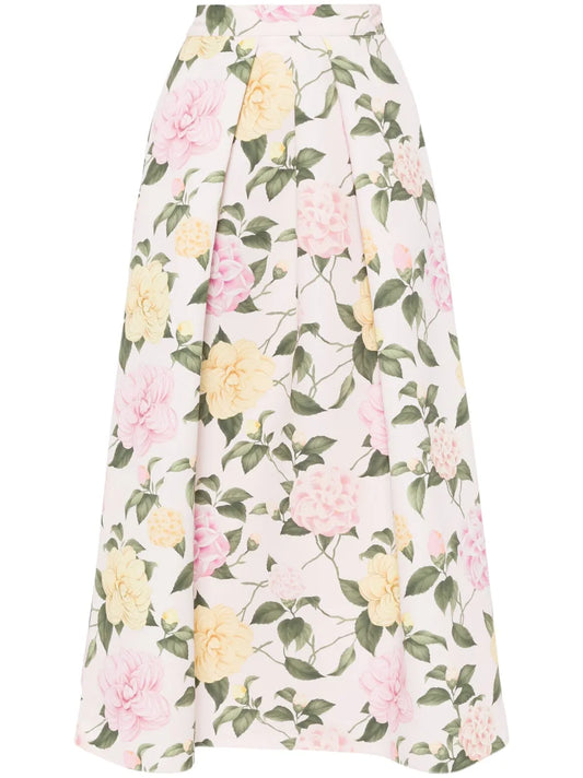 Lydia Floral-Print Midi Skirt