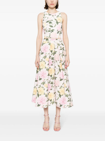 Lydia Floral-Print Midi Skirt