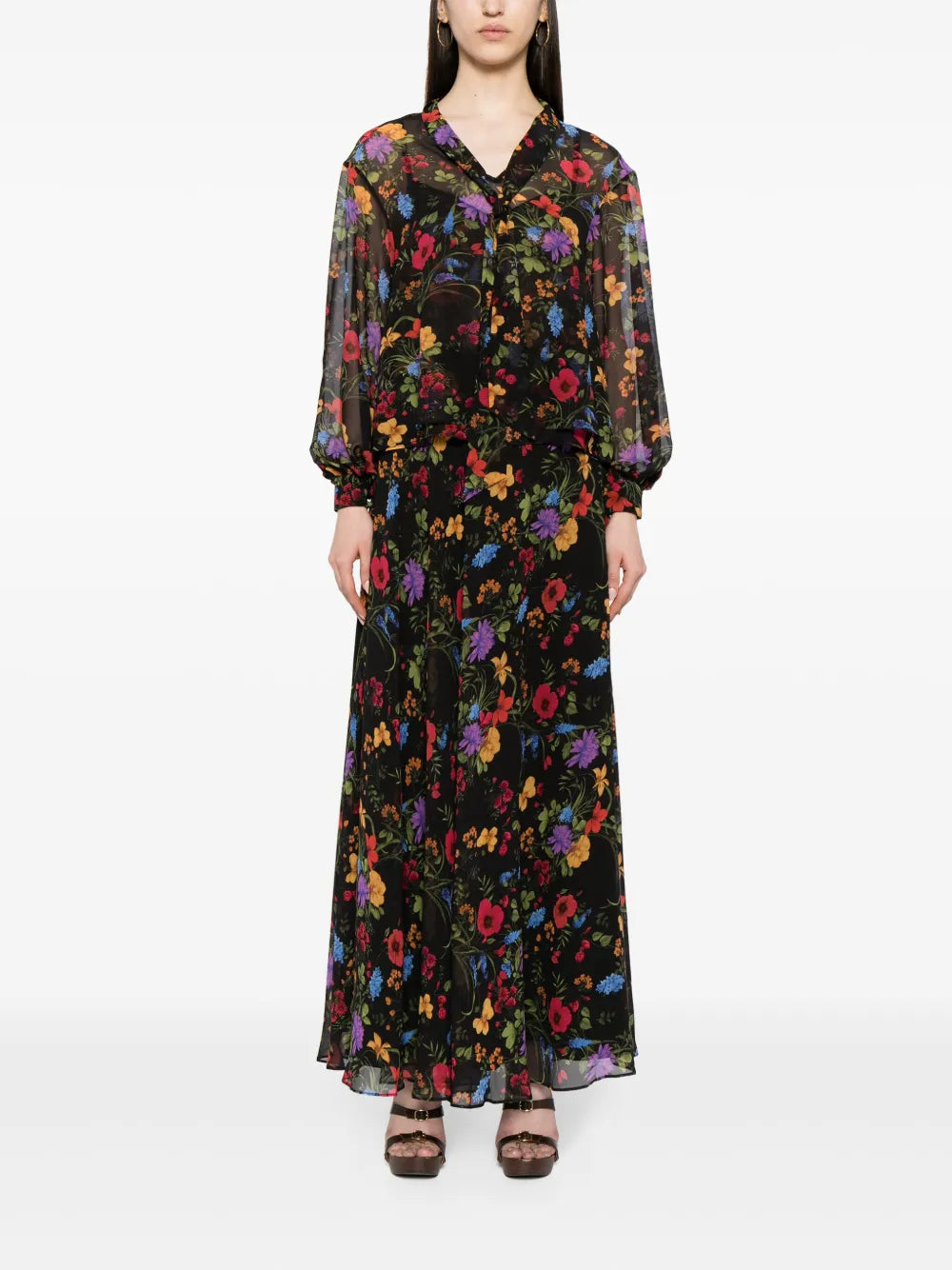 Juno Floral-Print Maxi Skirt