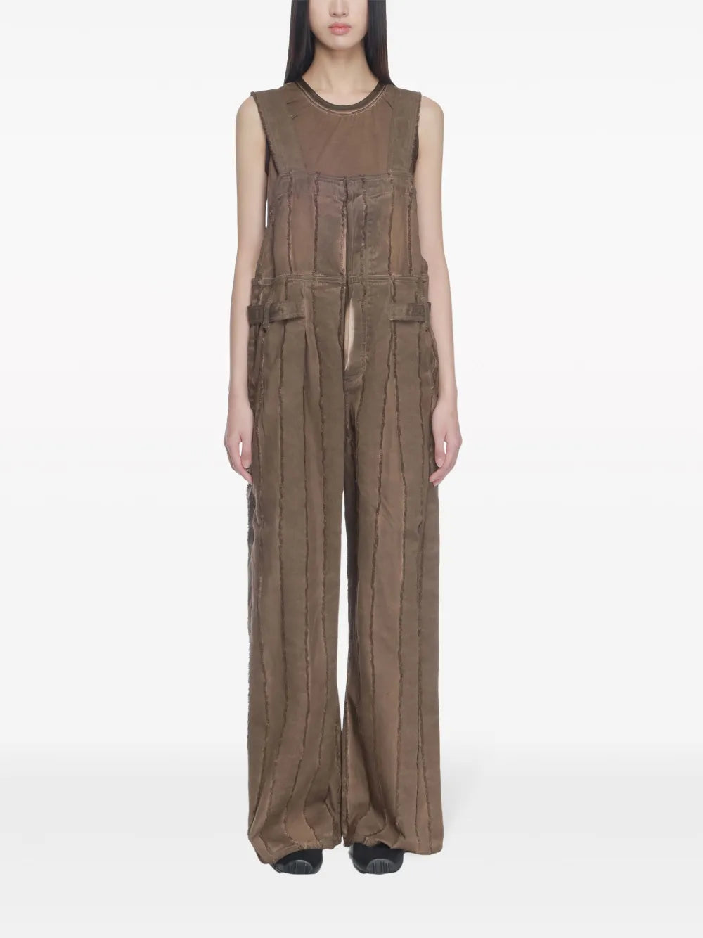 Panda Wide-Leg Denim Dungarees