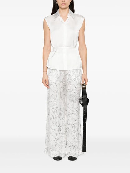 Silk Satin Flared Trousers