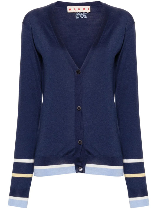 Striped Virgin Wool-Blend Cardigan