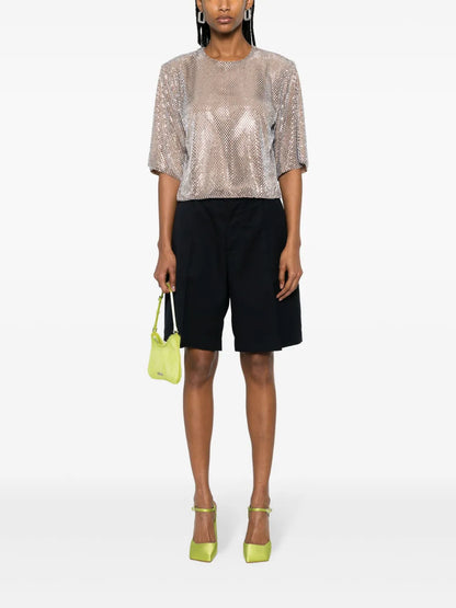 Crystal-Embellished Mesh Top