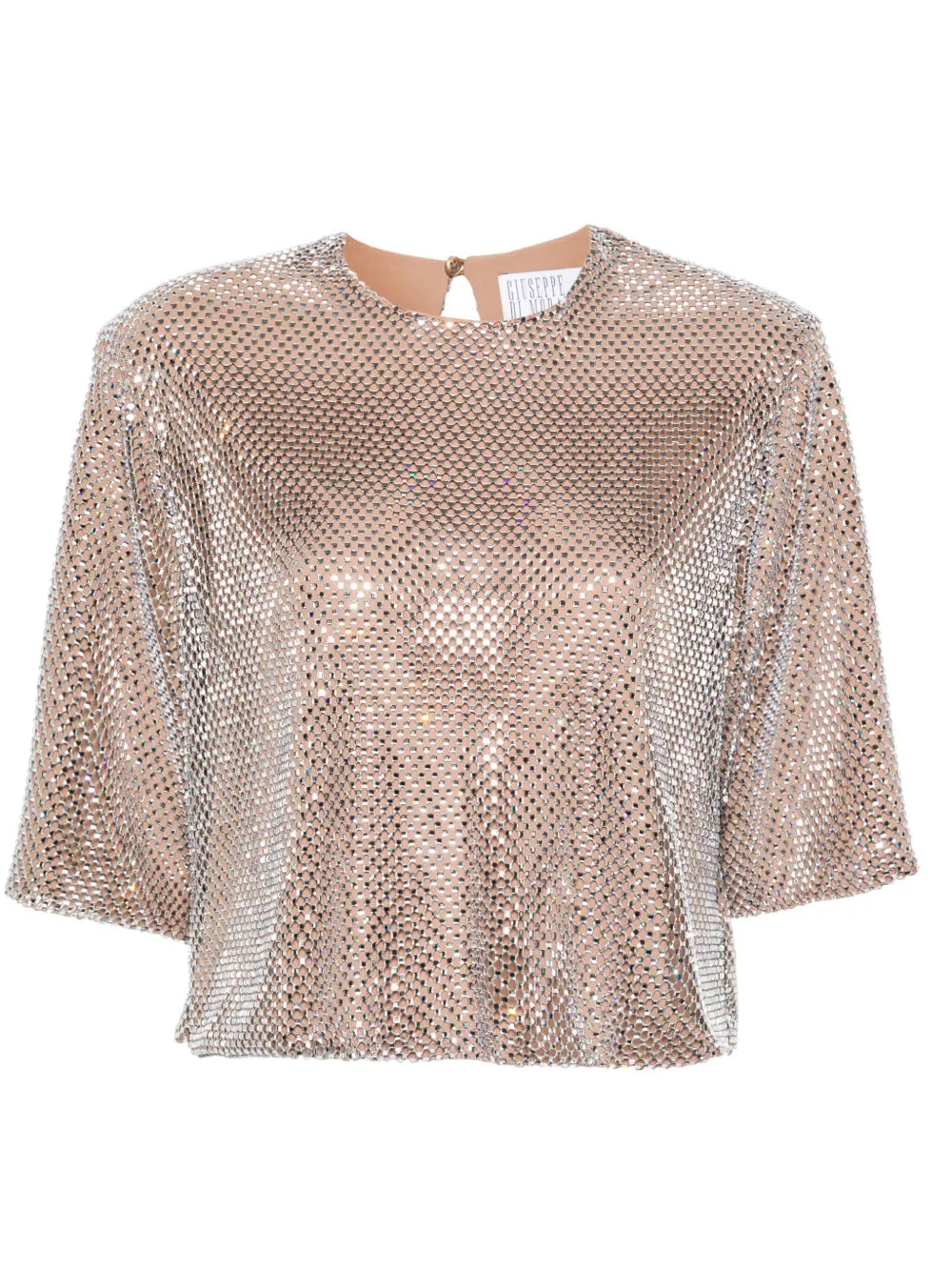 Crystal-Embellished Mesh Top