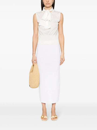 Pussy-Bow Collar Knitted Top