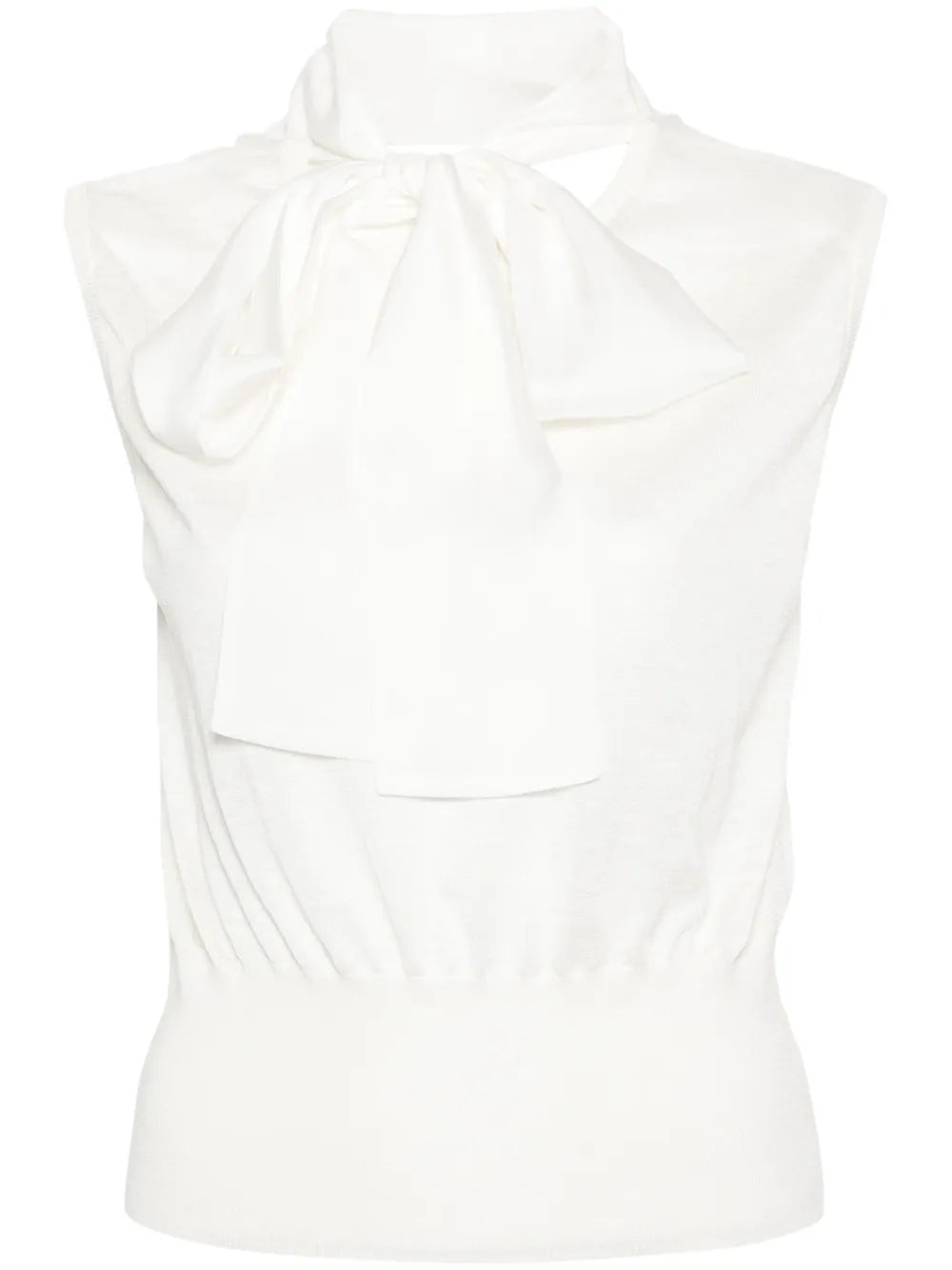 Pussy-Bow Collar Knitted Top