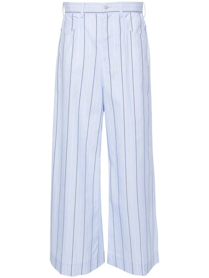 Poplin Striped Wide Trousers