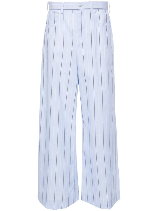 Poplin Striped Wide Trousers