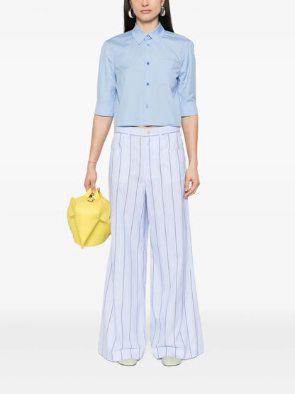 Poplin Striped Wide Trousers