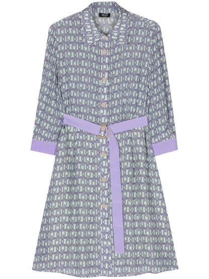 Logo-Print Silk Midi Dress