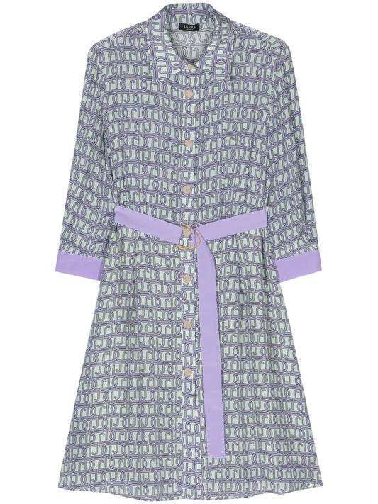 Logo-Print Silk Midi Dress