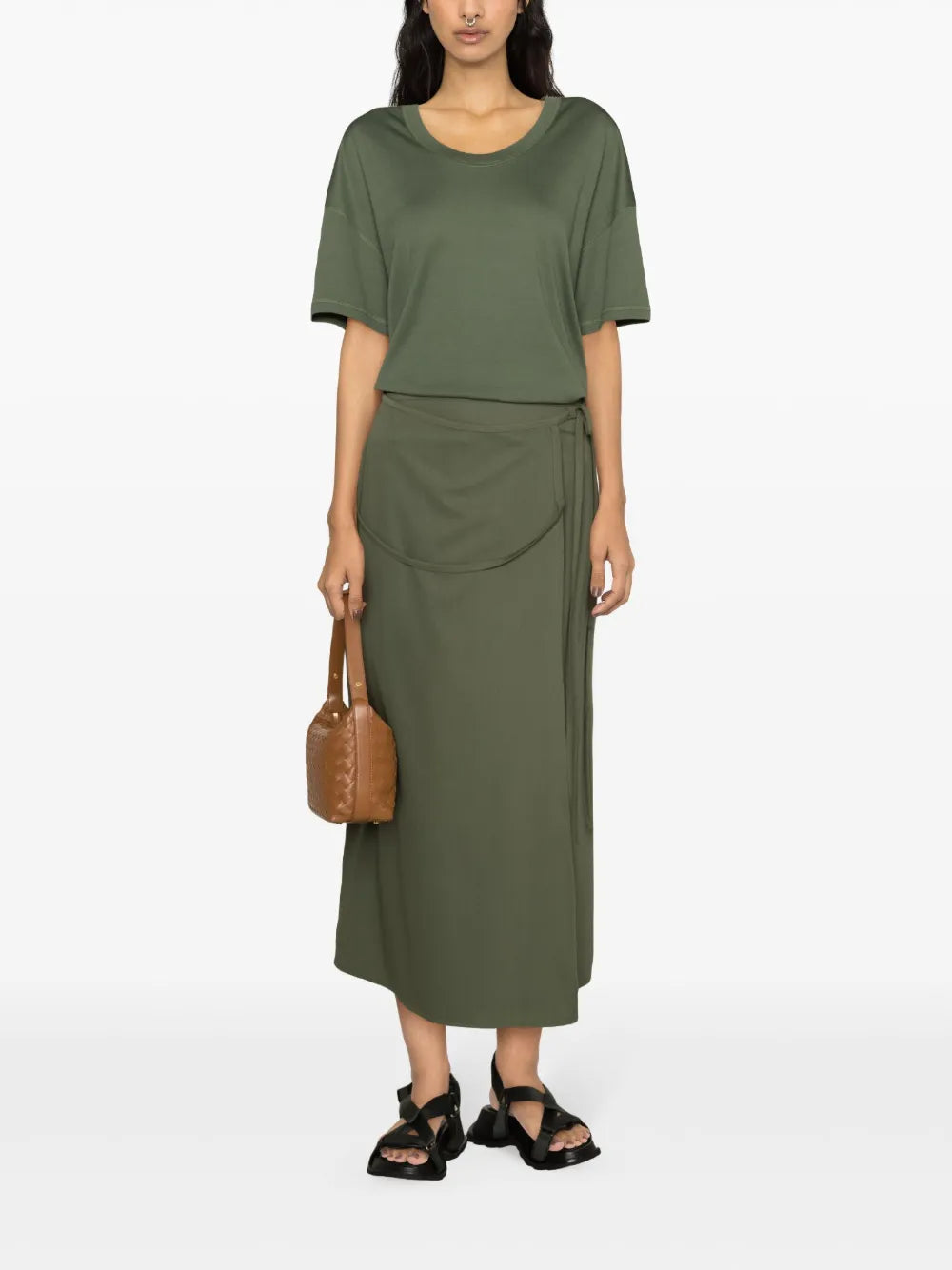 Tied Wrap Midi Skirt