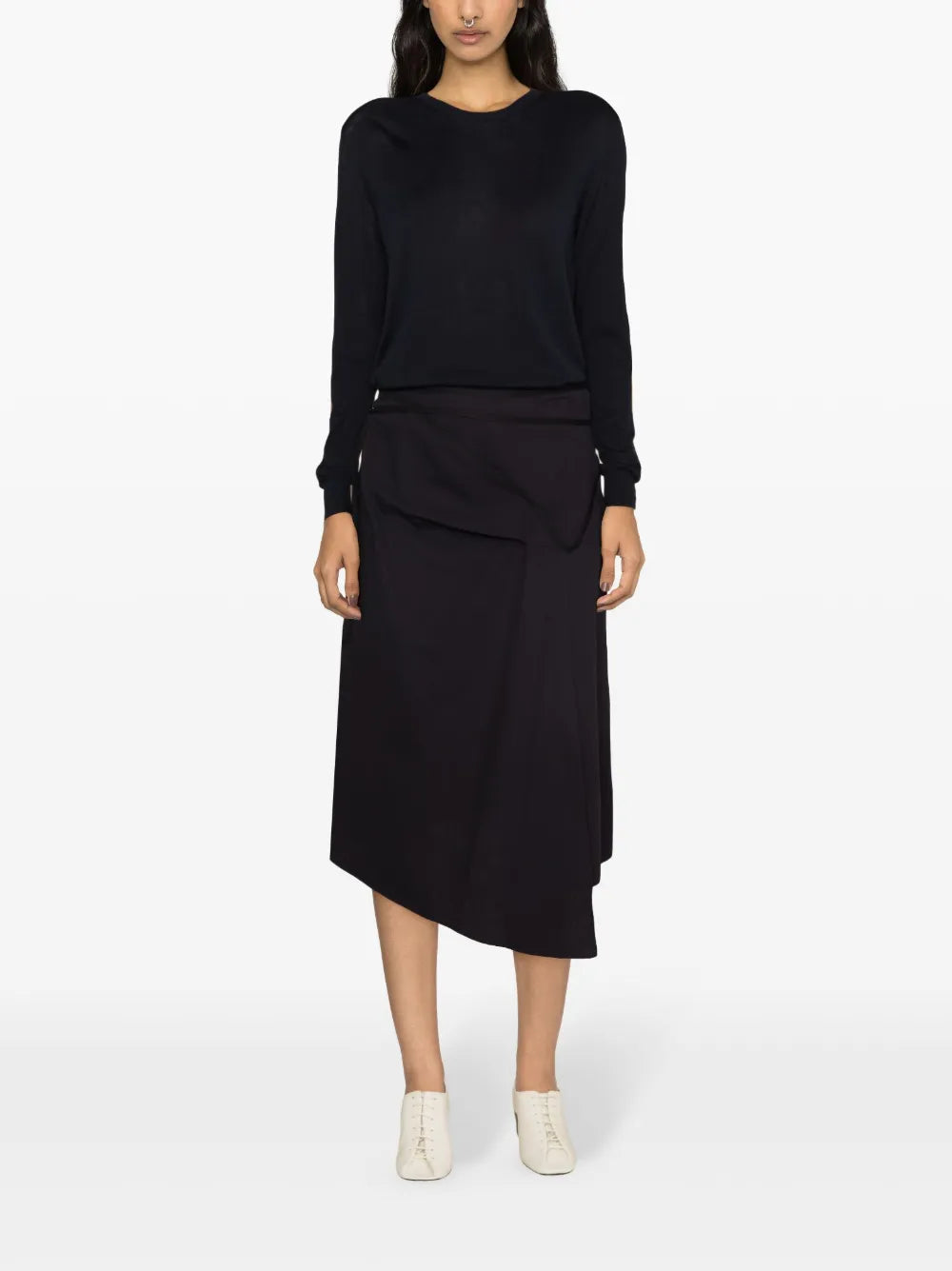 Asymmetric Tied Midi Skirt