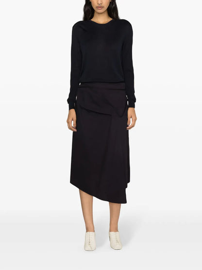 Asymmetric Tied Midi Skirt