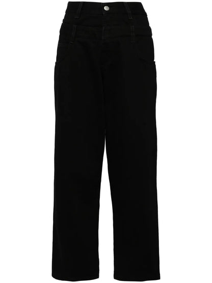 Logo-Embroidered Wide-Leg Jeans
