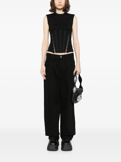Logo-Embroidered Wide-Leg Jeans