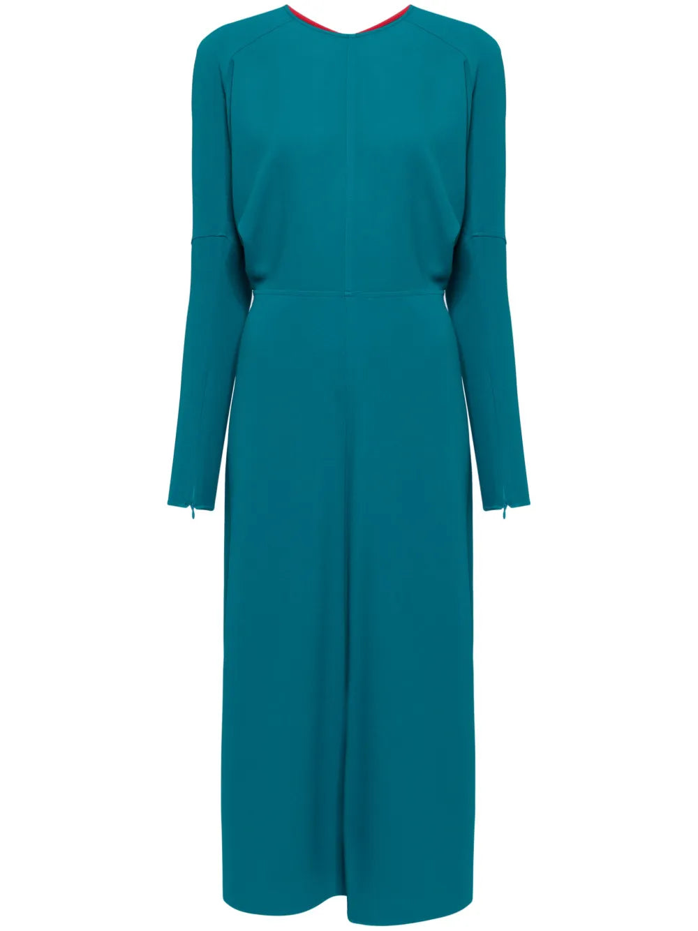 Dolman-Sleeves Draped Midi Dress