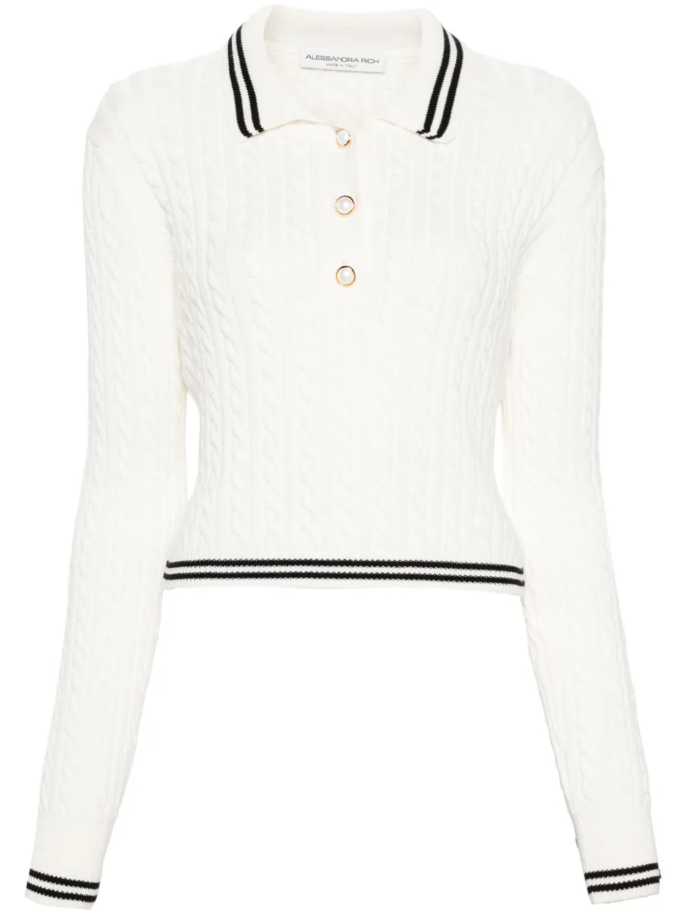 Cable-Knit Polo Top