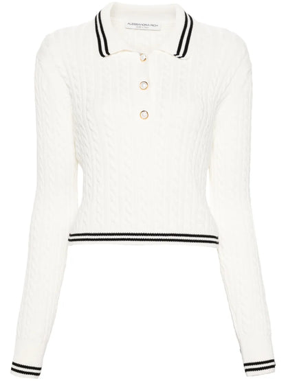 Cable-Knit Polo Top