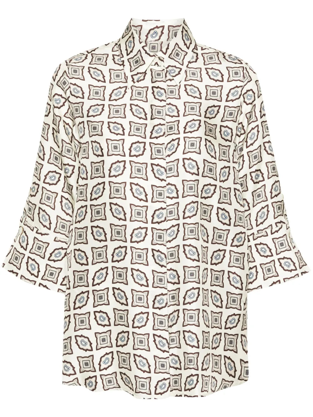 Geometric-Print Silk Shirt