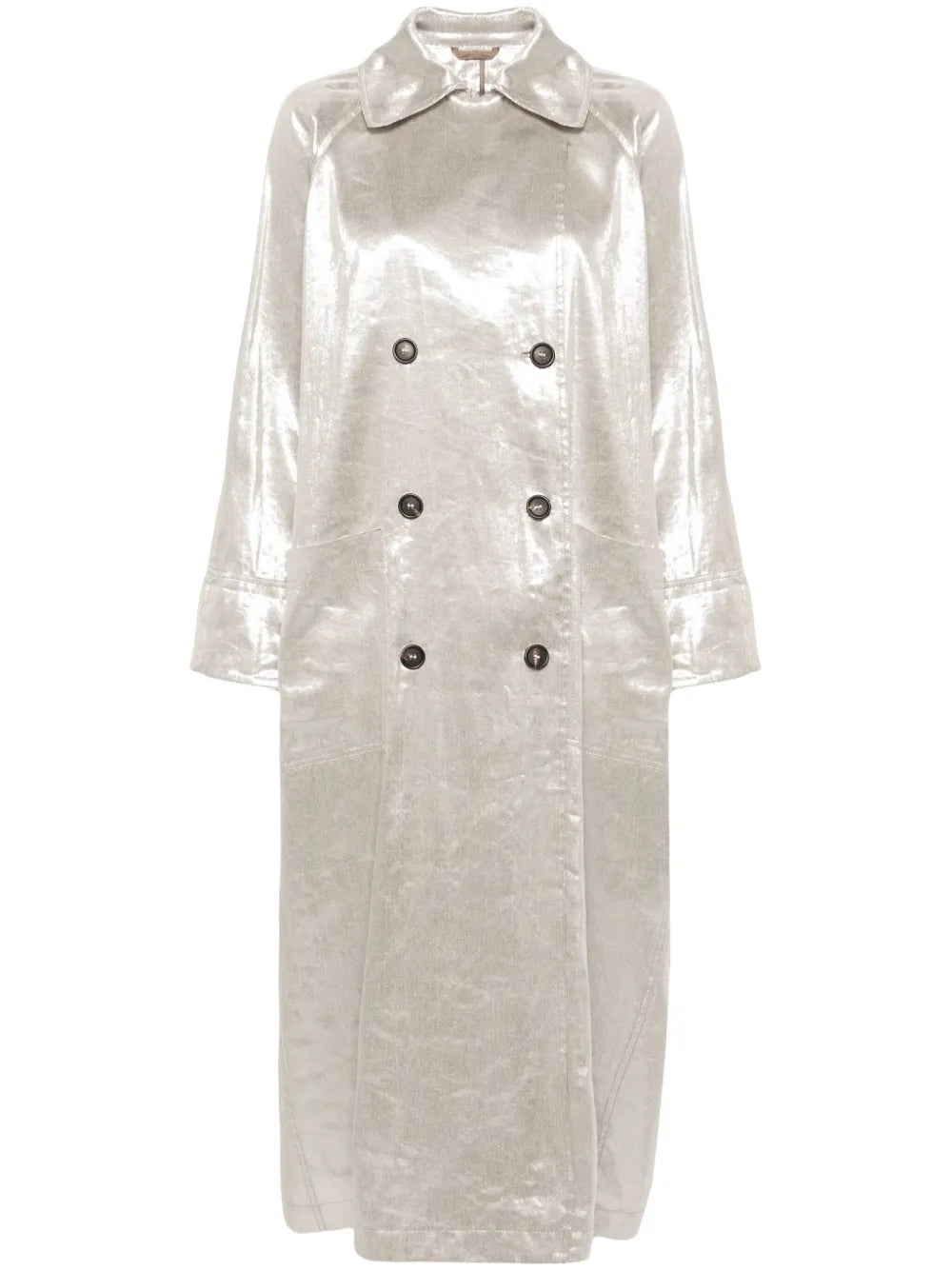 Metallic-Finish Trench Coat
