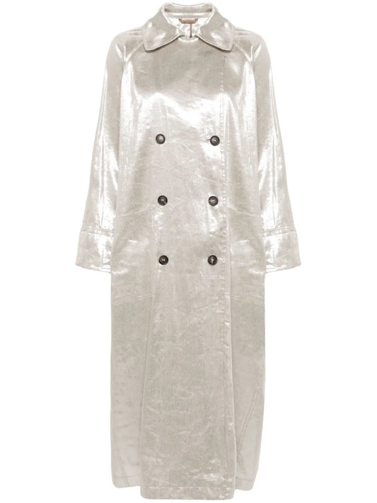 Metallic-Finish Trench Coat