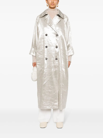 Metallic-Finish Trench Coat