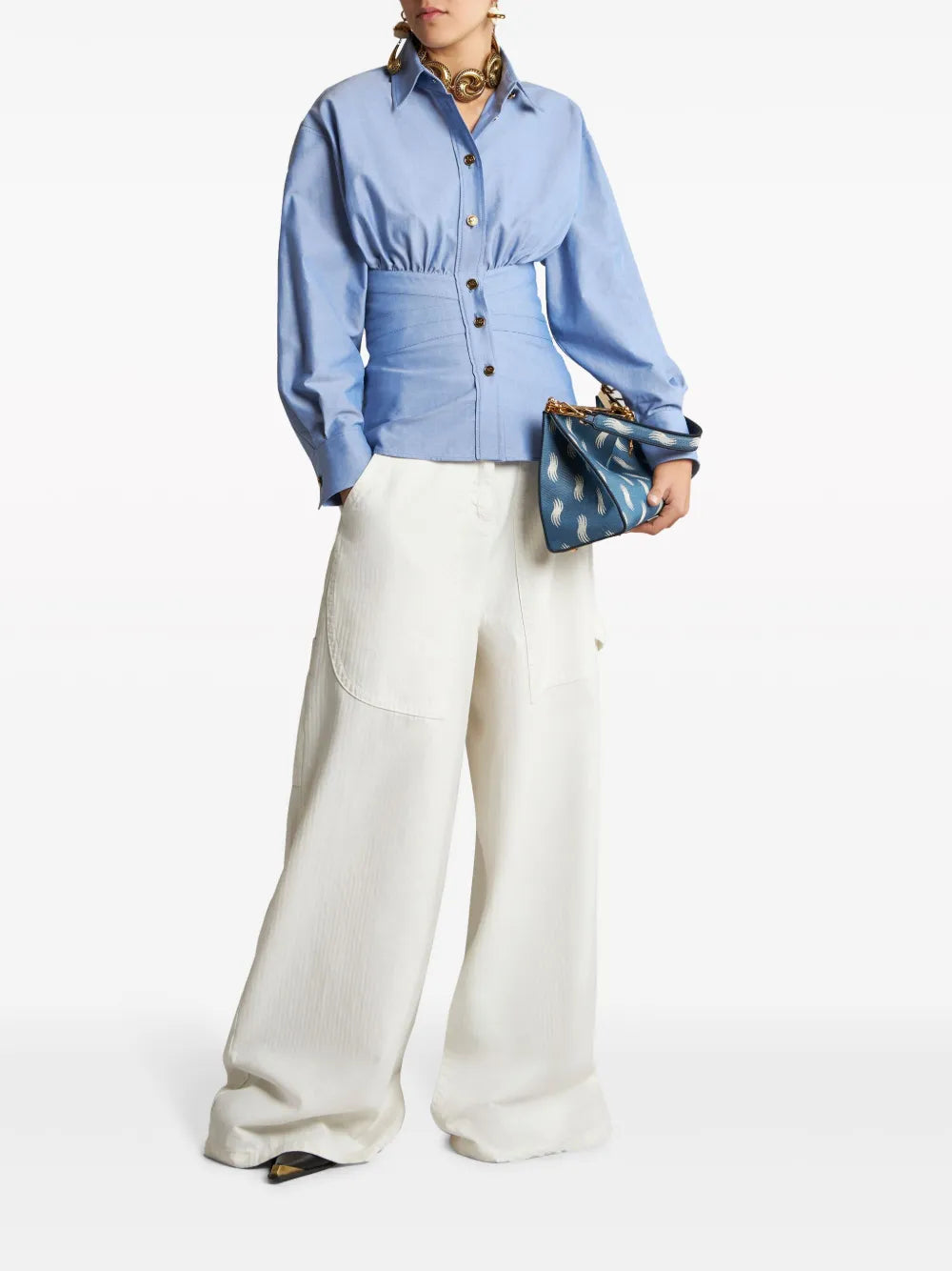 Jacquard Wide-Leg Jeans