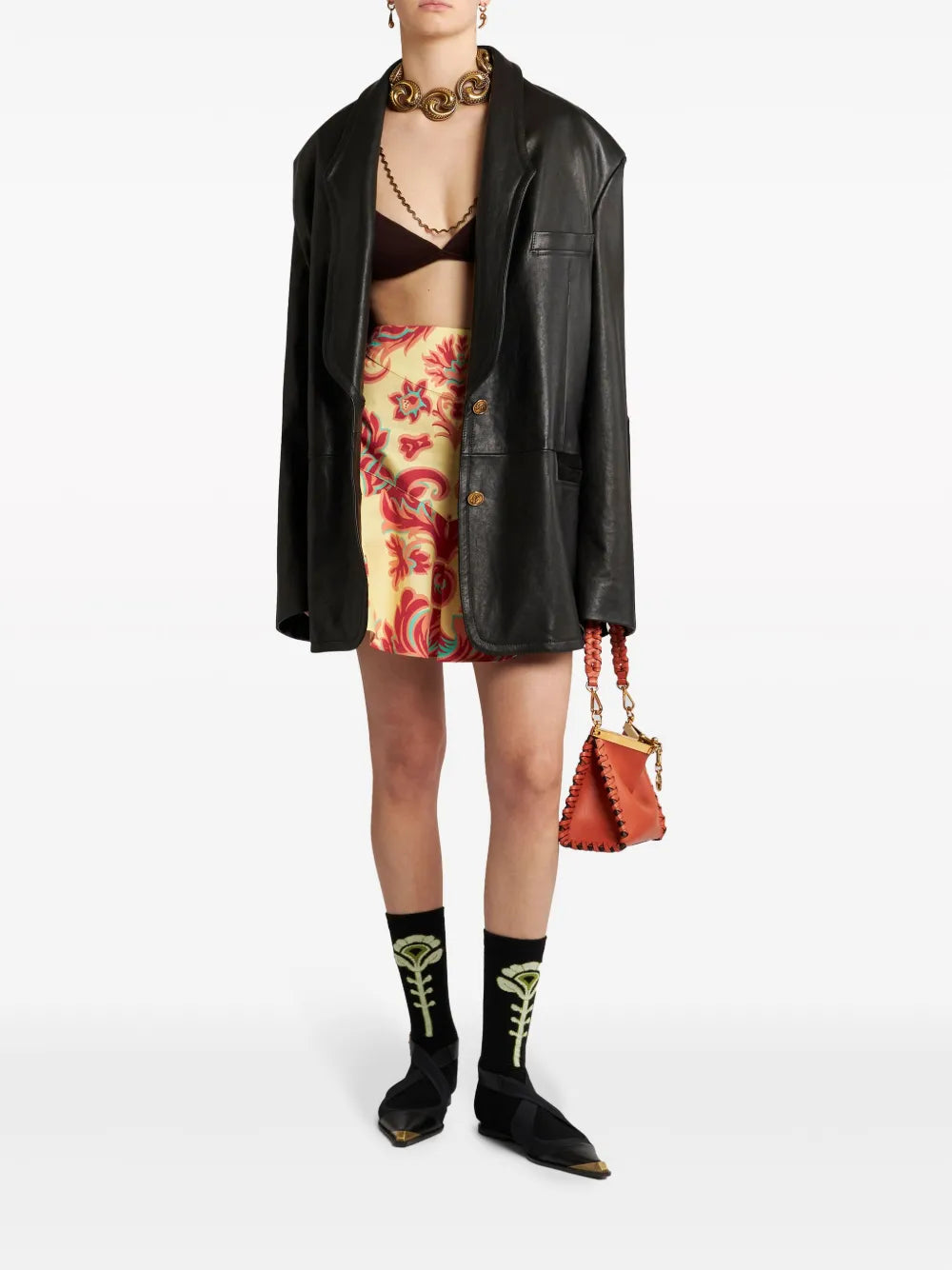 Venus-Print Poplin Miniskirt