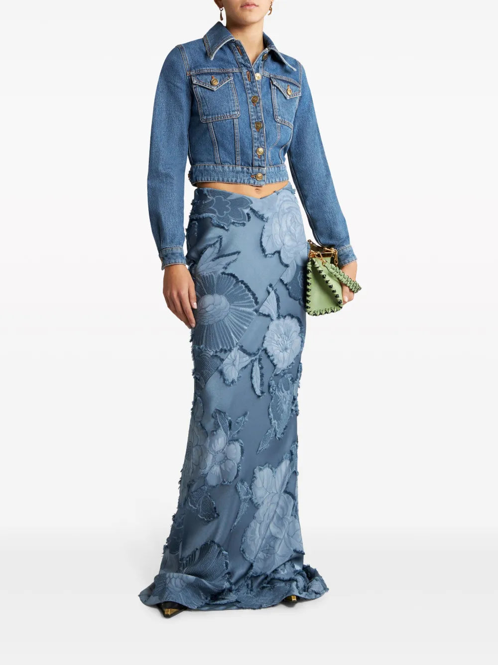 Floral-Jacquard Maxi Skirt