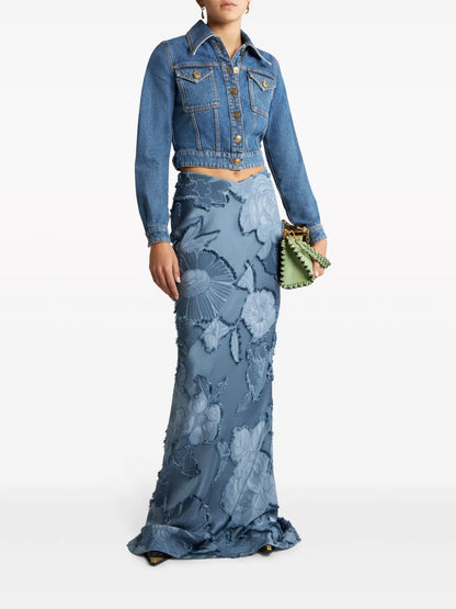 Floral-Jacquard Maxi Skirt