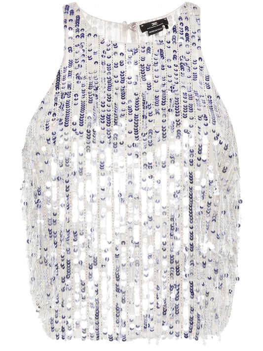 Sequined Tulle Top