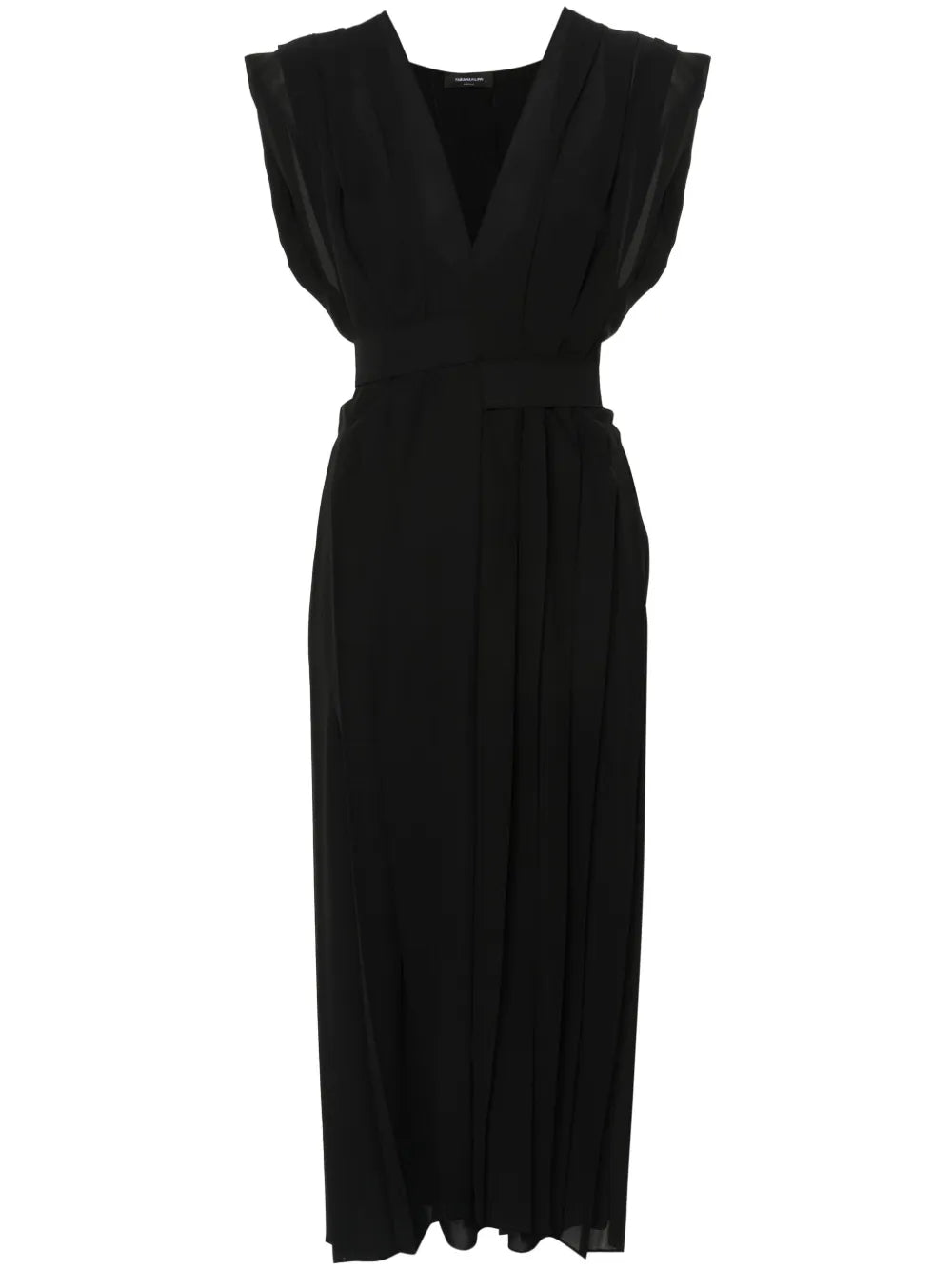 Pleated Crepe Maxi Dress