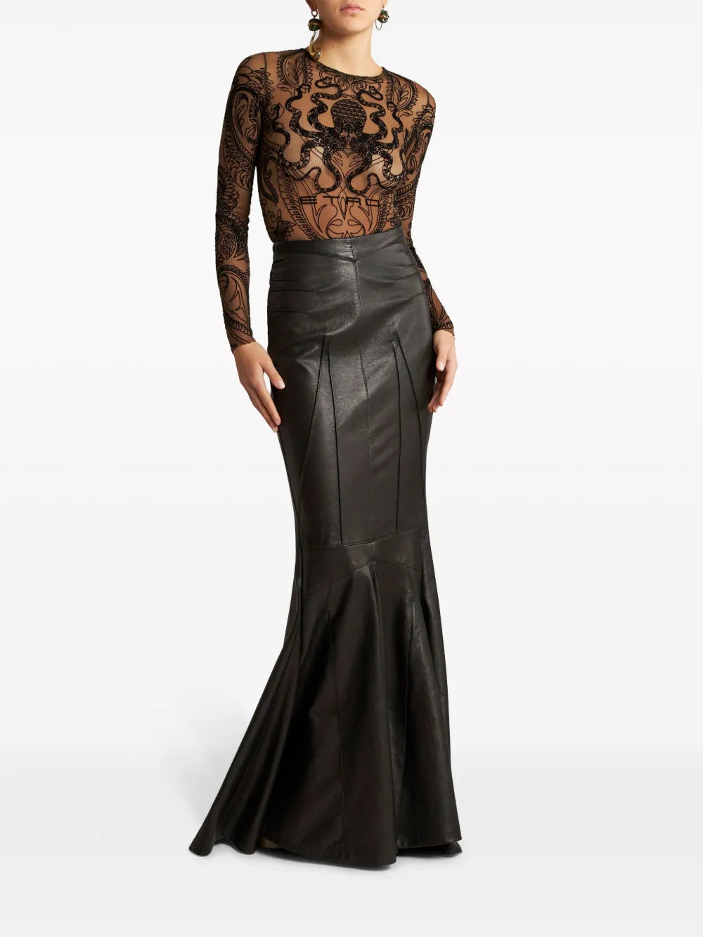 Mermaid Leather Maxi Skirt