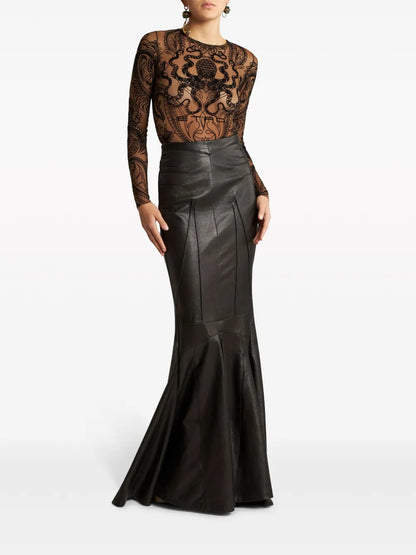 Mermaid Leather Maxi Skirt