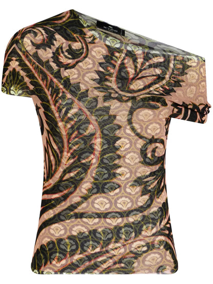 Abstract-Print Tulle Top