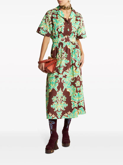 Venus-Print Cotton Shirtdress