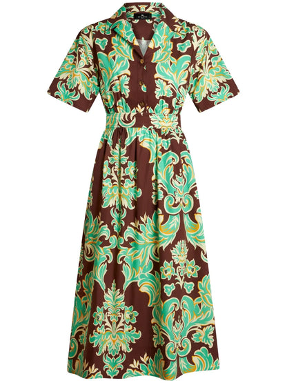Venus-Print Cotton Shirtdress