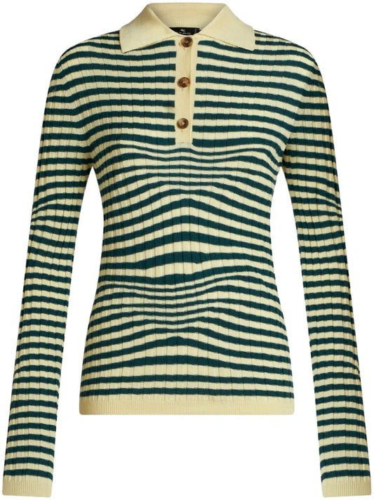 Striped Knit Polo Shirt