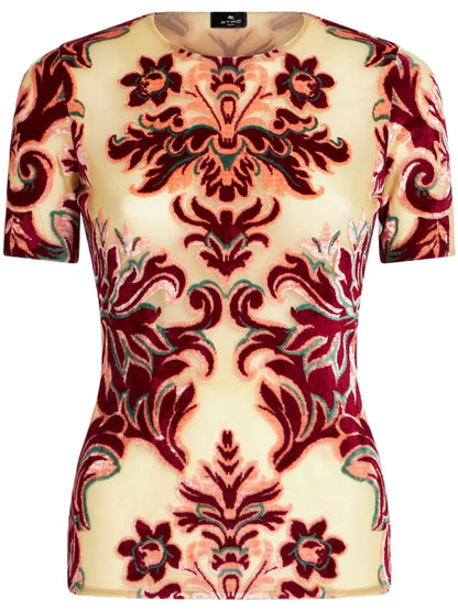 Patterned-Jacquard Tulle T-Shirt