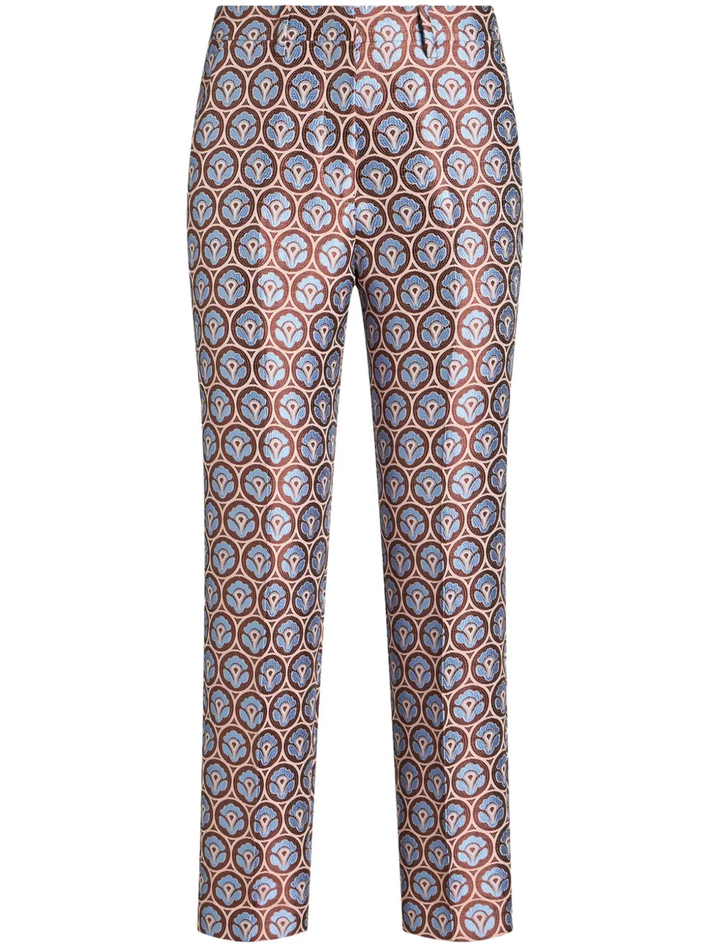 Floral-Jacquard Cigarette Trousers