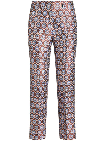 Floral-Jacquard Cigarette Trousers