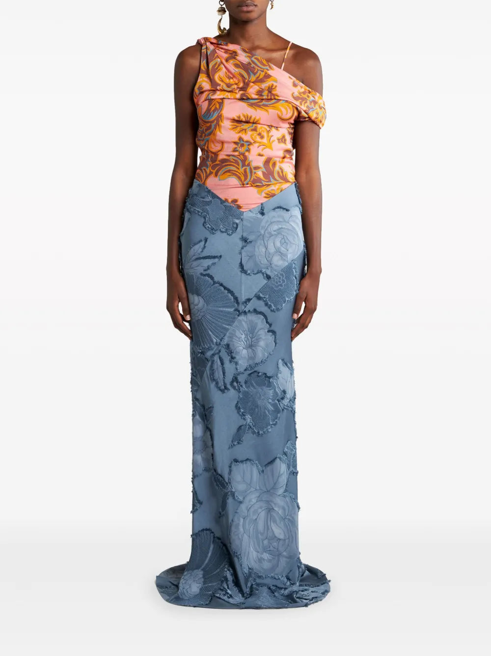 Contrasting-Panel Maxi Dress