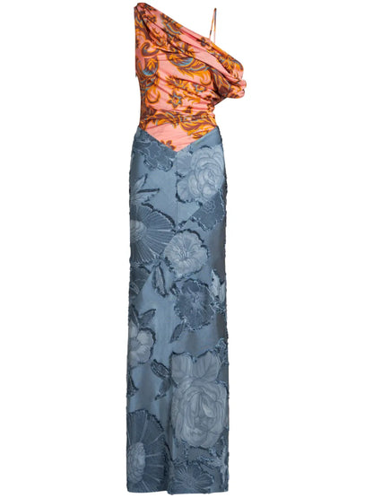 Contrasting-Panel Maxi Dress