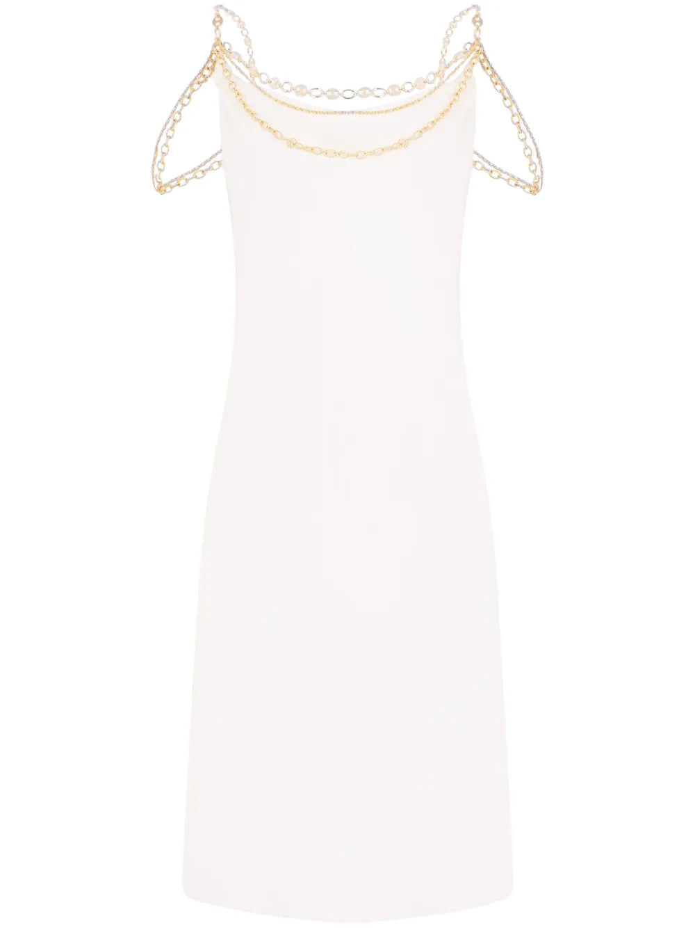 Chain-Straps Silk Midi Dress