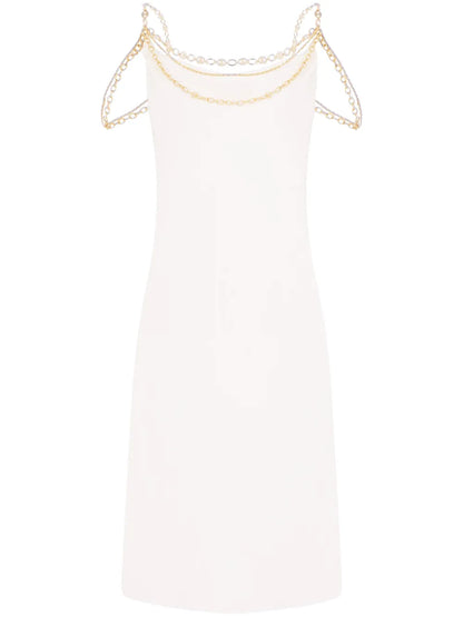 Chain-Straps Silk Midi Dress