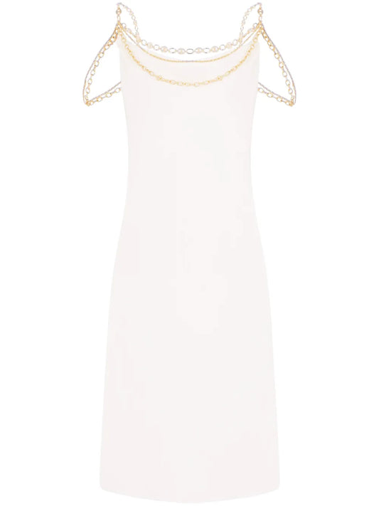 Chain-Straps Silk Midi Dress